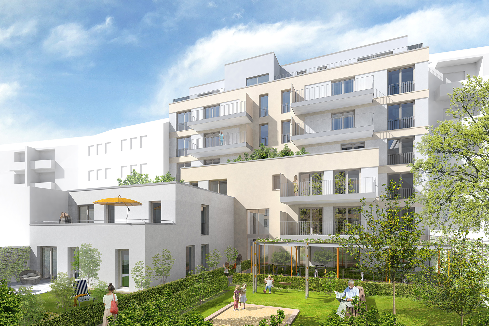Gartenansicht des Hauses Sömmeringstraße
